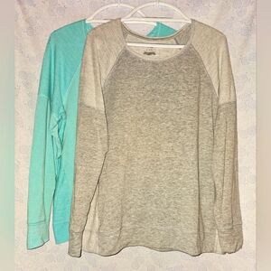 ✨️ Bundle of 2: Tek Gear DryTek Lightweight Sweatshirt ~ XL/ Heather Gray- Agua
